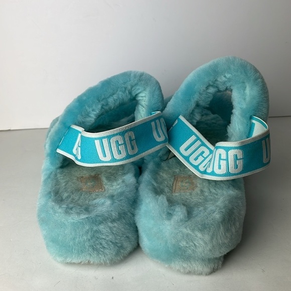 UGG Fluff Yeah Blue Plush Slippers - Picture 3 of 8